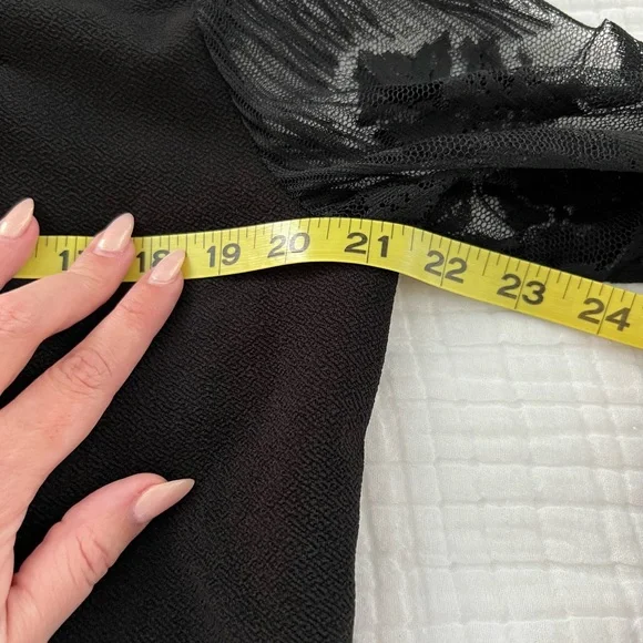 Black Fitted Long Sleeve Embellished Blouse - Picture 5 of 7